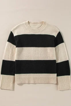 Hot Dear-Lover Colorblock Loose Pullover Sweater Jet Stream