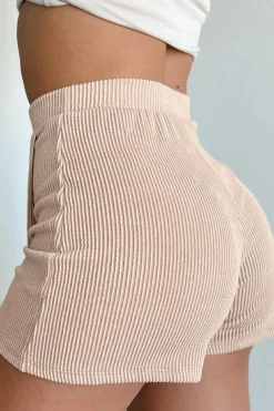 Fashion Dear-Lover Corded Elastic High Waist Wrap Skort Jet Stream