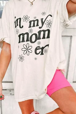 Hot Dear-Lover In My mom Era Graphic Loose Casual Tee Jet Stream
