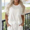 Best Dear-Lover Textured Patched Pocket Short Sleeve Top Drawstring Shorts Set Jet Stream