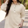 Best Dear-Lover Waffle Long Sleeve Collar Half Button Loose Top Jet Stream