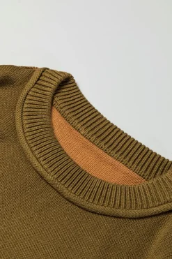 Sale Dear-Lover Colorblock Bishop Sleeve Ribbed Trim Sweater Jungle Green