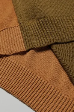 Sale Dear-Lover Colorblock Bishop Sleeve Ribbed Trim Sweater Jungle Green