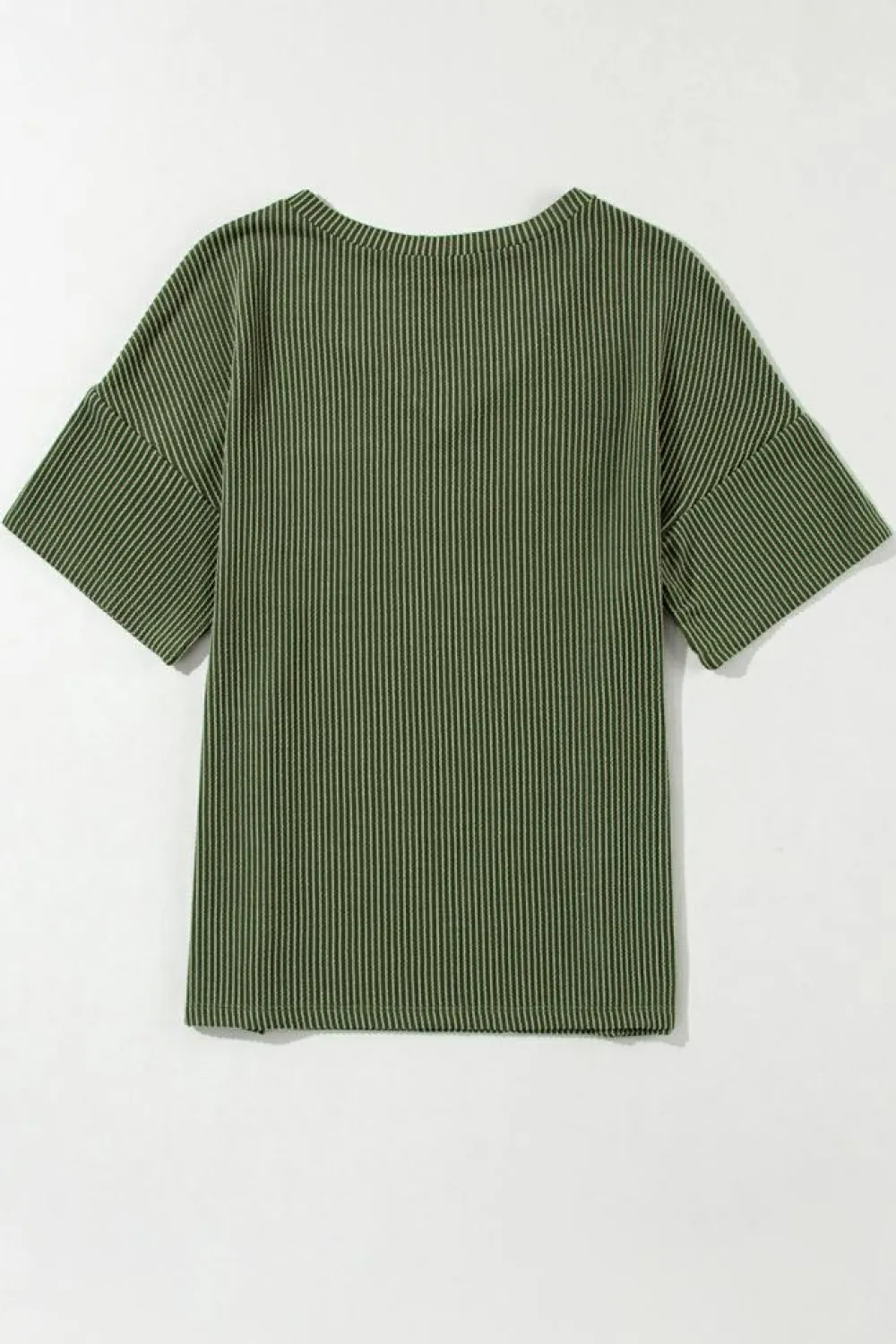 Outlet Dear-Lover Corded V Neck Chest Pocket Loose T-shirt Jungle Green