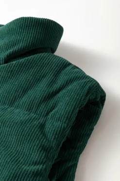 Fashion Dear-Lover Corduroy Stand Neck Zipped Puffer Vest Jungle Green