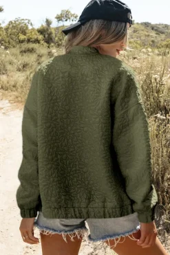 Best Dear-Lover Floral Quilted Jacket Jungle Green