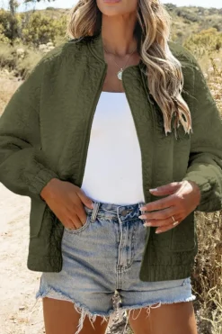 Best Dear-Lover Floral Quilted Jacket Jungle Green