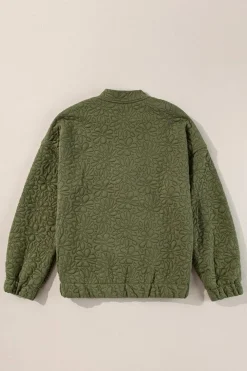 Best Dear-Lover Floral Quilted Jacket Jungle Green