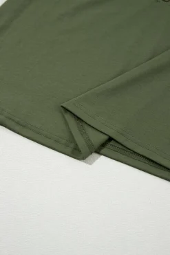 Sale Dear-Lover Half Button V Neck Patched Pocket Tank Top Jungle Green