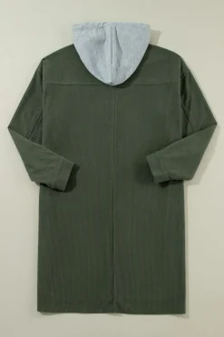Outlet Dear-Lover Oversized Corduroy Contrast Hooded Shacket Jungle Green