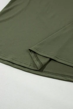 Clearance Dear-Lover Solid Color Distressed Holes Crew Neck Tank Top Jungle Green