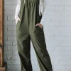 Clearance Dear-Lover Solid Pocketed Loose Fit Corduroy Overall Jungle Green