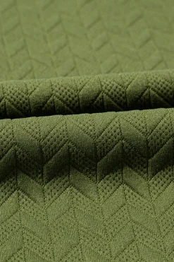 New Dear-Lover Solid Textured Raglan Sleeve Pullover Sweatshirt Jungle Green