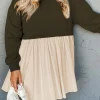 Outlet Dear-Lover Sweatshirt Poplin Mini Dress Jungle Green
