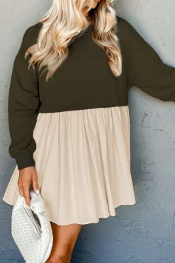 Outlet Dear-Lover Sweatshirt Poplin Mini Dress Jungle Green