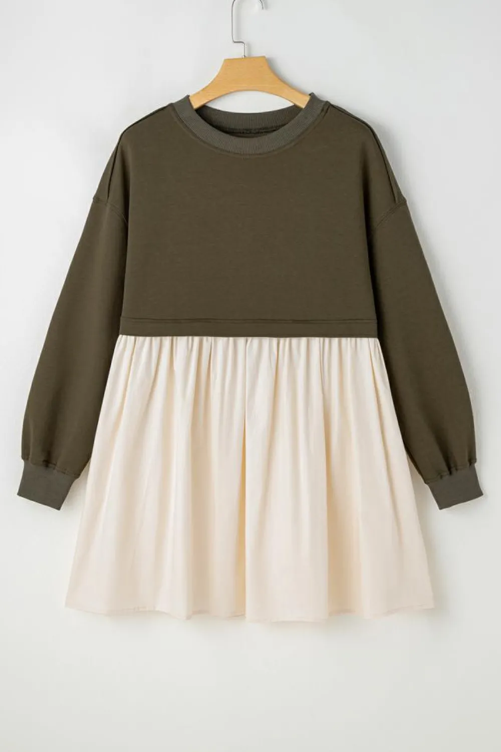 Outlet Dear-Lover Sweatshirt Poplin Mini Dress Jungle Green
