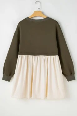 Outlet Dear-Lover Sweatshirt Poplin Mini Dress Jungle Green
