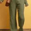 Sale Dear-Lover Textured Loose Fit Drawstring High Waist Pants Jungle Green