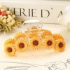 Fashion Dear-Lover Sunflower Decor Plastic Resin Claw Clip Jurassic Gold