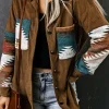 Hot Dear-Lover Aztec Pattern Corduroy Shacket Khaki