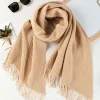 Online Dear-Lover Bohemian Fringe Trim Textured Scarf Khaki