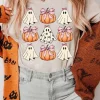 Fashion Dear-Lover Bowknot Ghost Pumpkin Graphic Halloween T Shirt Khaki