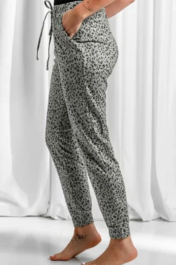Hot Dear-Lover Breezy Leopard Joggers Khaki