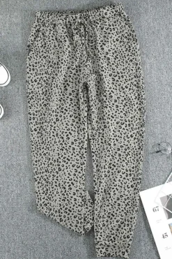 Hot Dear-Lover Breezy Leopard Joggers Khaki