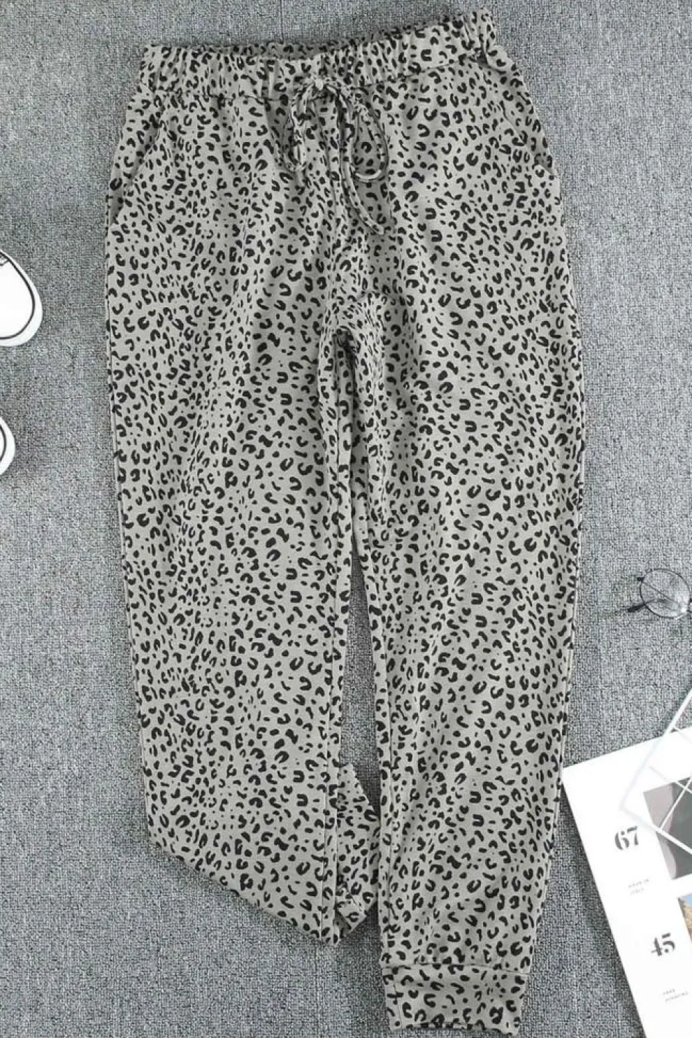 Hot Dear-Lover Breezy Leopard Joggers Khaki