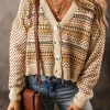 Discount Dear-Lover Buttoned V Neck Cropped Cardigan Khaki