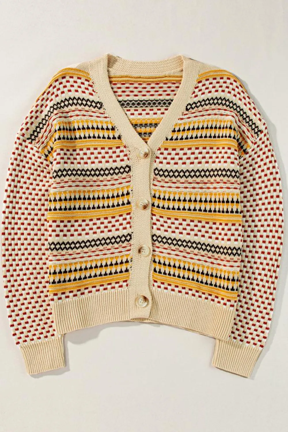 Discount Dear-Lover Buttoned V Neck Cropped Cardigan Khaki