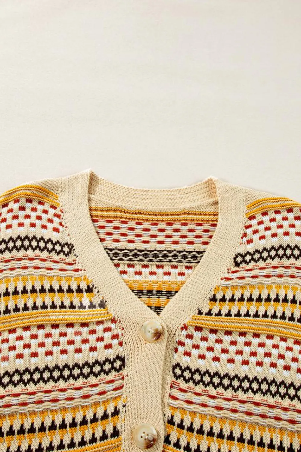 Discount Dear-Lover Buttoned V Neck Cropped Cardigan Khaki