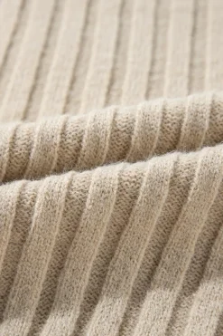 Best Dear-Lover Cable Knit Colorblock Crew Neck Drop Shoulder Sweater Khaki