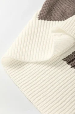 Outlet Dear-Lover Checkered Color Block Crew Neck Short Sleeve Sweater Khaki