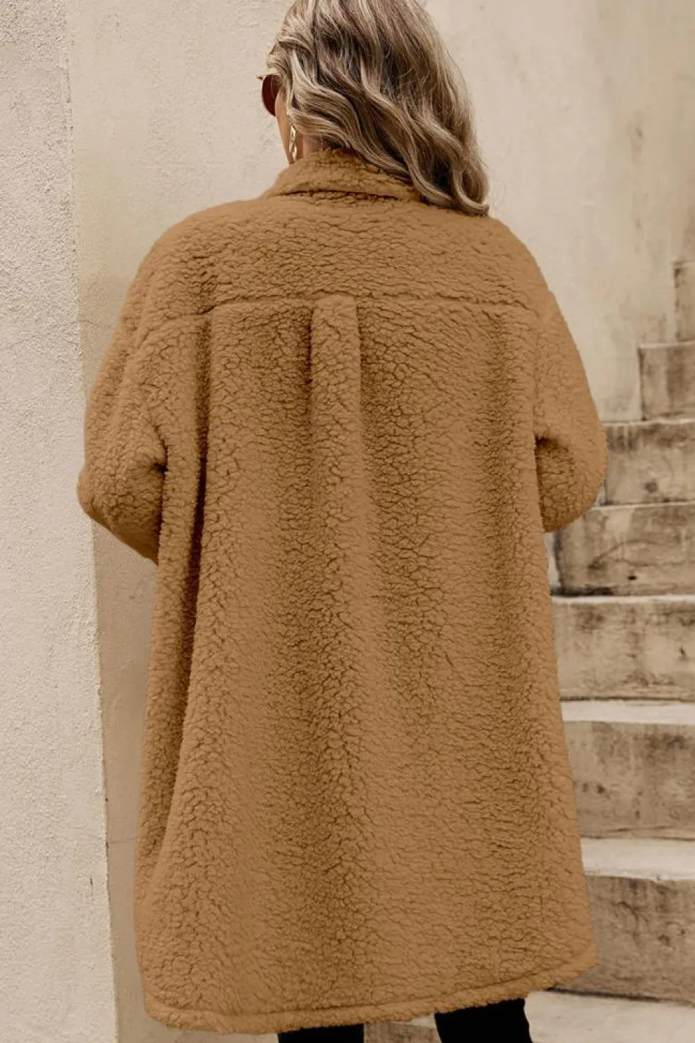 Outlet Dear-Lover Contrast Flap Pocket Single Breasted Teddy Coat Khaki