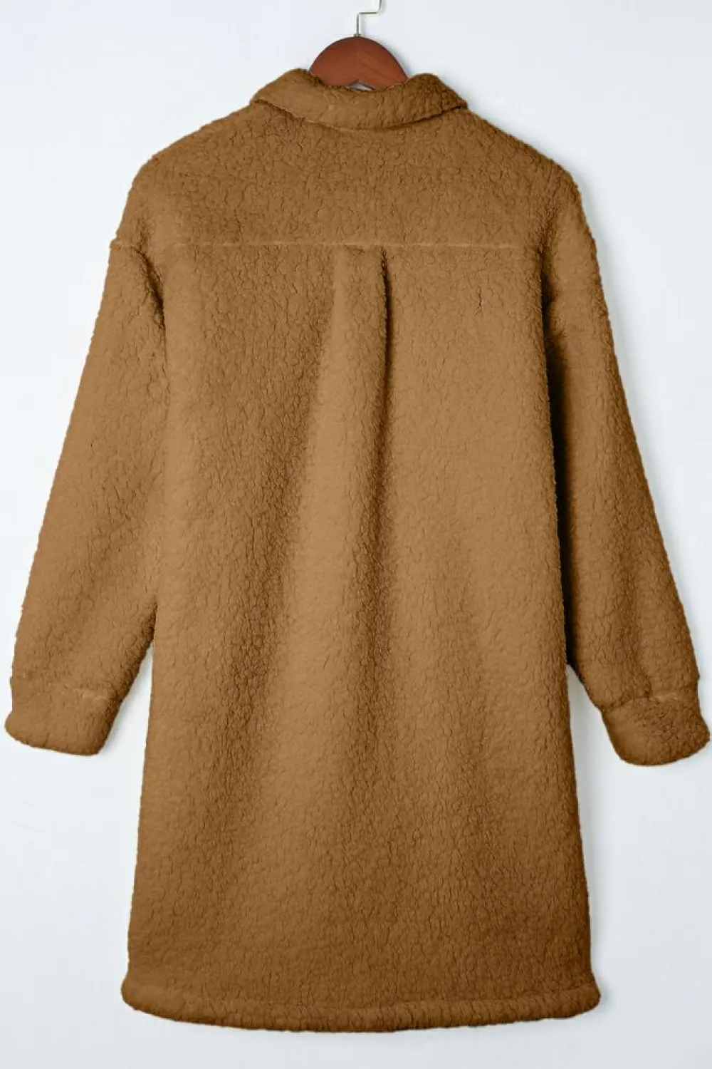 Outlet Dear-Lover Contrast Flap Pocket Single Breasted Teddy Coat Khaki