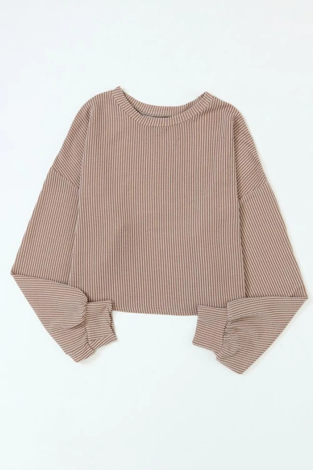 Hot Dear-Lover Cording Drop Shoulder Puff Sleeve Casual Long Sleeve Top Khaki
