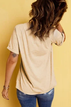 Online Dear-Lover Corn Crop Top Graphic Tee Khaki