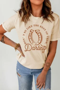 Discount Dear-Lover DO NOT BE LIKE THE REST OF THEM Darling Graphic Tee Khaki