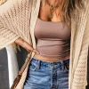 Hot Dear-Lover Hollow-out Bracelet Sleeve Knit Cardigan Khaki