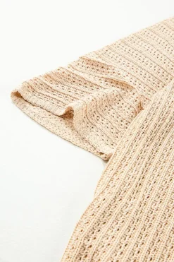 Hot Dear-Lover Hollow-out Bracelet Sleeve Knit Cardigan Khaki