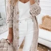 Hot Dear-Lover Hollow-out Openwork Knit Cardigan Khaki