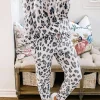 Best Dear-Lover Leopard Print Drawstring Hoodie and Skinny Pants Lounge Set Khaki