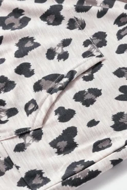 Best Dear-Lover Leopard Print Drawstring Hoodie and Skinny Pants Lounge Set Khaki