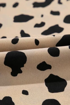 New Dear-Lover Leopard Spots Printed Split Hem Midi Skirt Khaki
