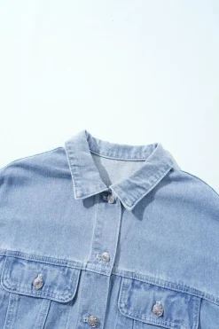 Sale Dear-Lover Plaid Patchwork Buttoned Oversized Denim Jacket Khaki
