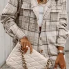 Hot Dear-Lover Plaid Removable Hood Buttoned Shacket Khaki