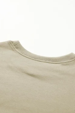 Outlet Dear-Lover Plain Crew Neck Pullover Sweatshirt Khaki