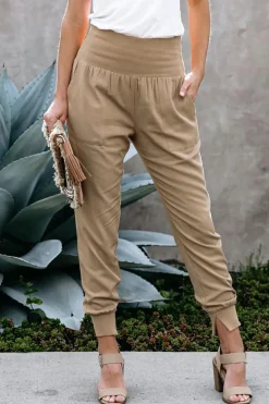 Outlet Dear-Lover Pocketed Casual Joggers Khaki