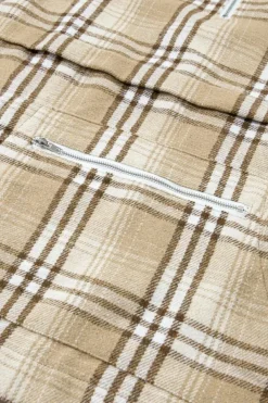 Online Dear-Lover Zipped Front Pullover Plaid Hoodie Khaki Printed